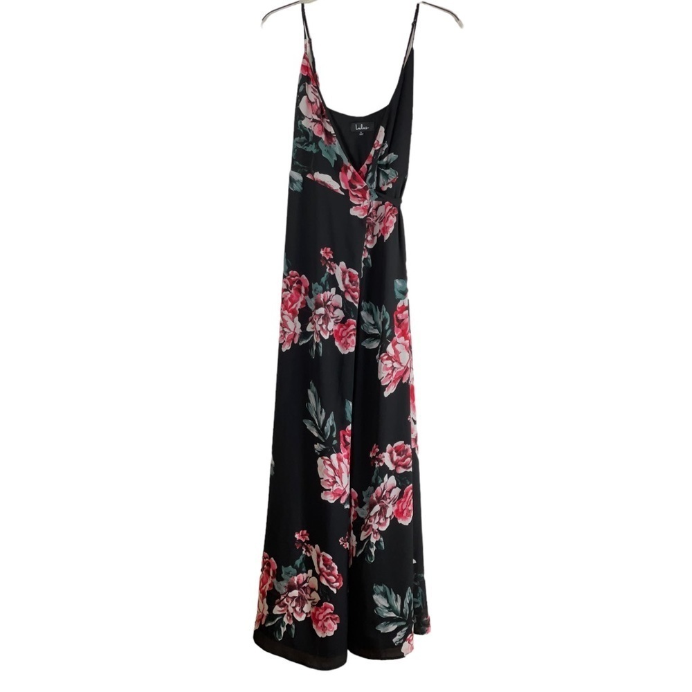 Lulus black floral wrap maxi dress. Size small. GUC - Picture 1 of 9